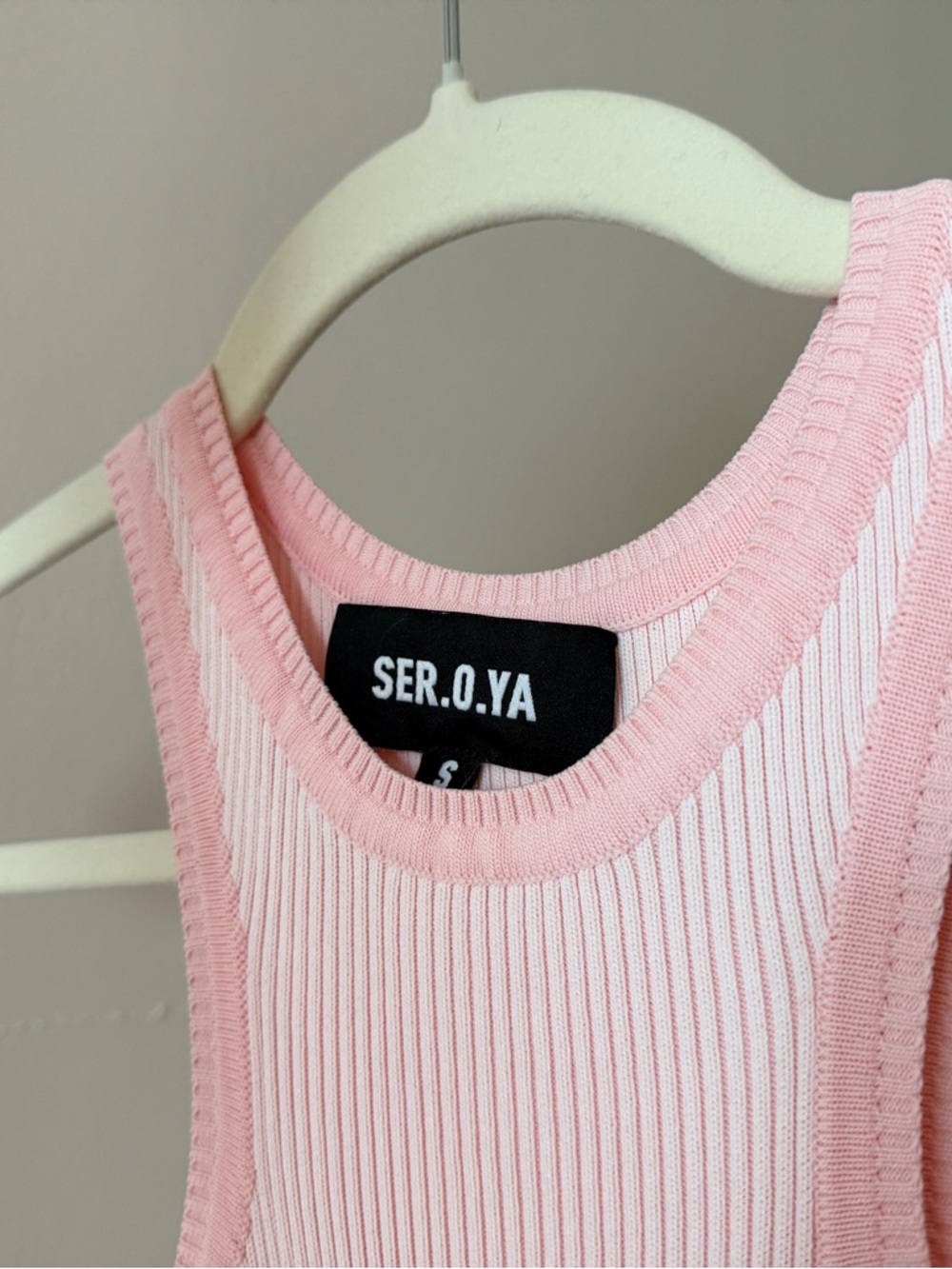 SER.O.YA Jill Rib Knit Maxi Dress in Light Pink